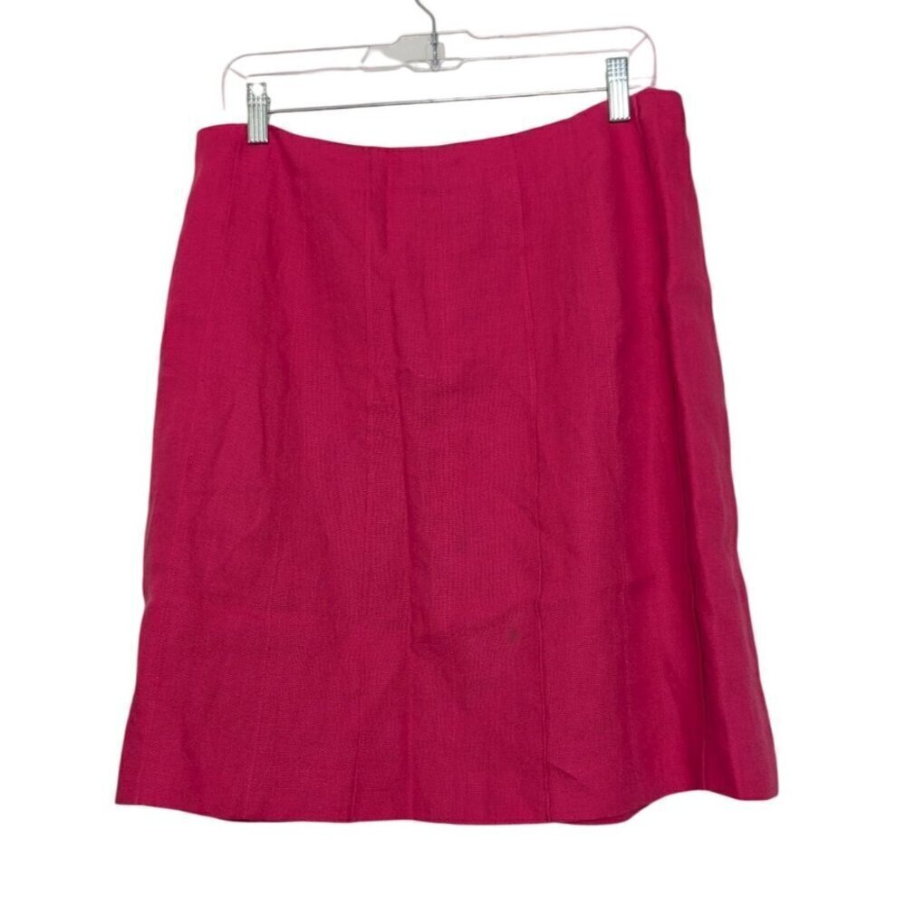 Talbots Irish Linen Skirt Womens Size 14 Pink Spring Lightweight Lined Career